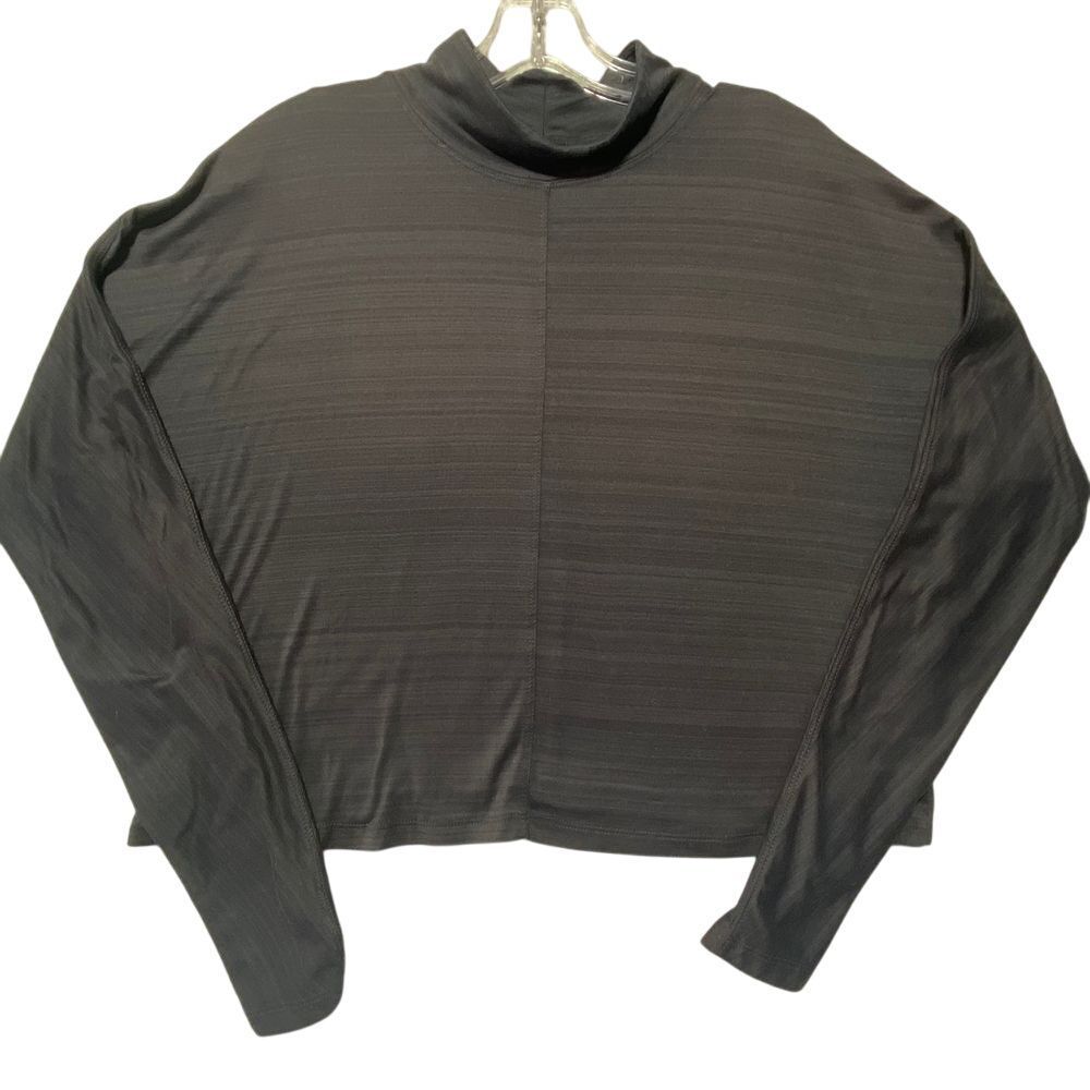 Kyodan Black Mock Neck Crop Top Athletic Long Sleeve‎ Workout Yoga Running Shirt
